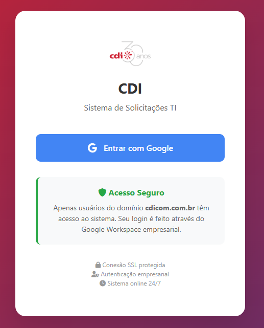 Tela de abertura de chamado no App de TI