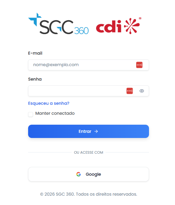 Tela de login do SGC